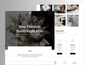 A wedding-themed website design showcasing elegant layouts, pricing plans, and high-quality images. Ideal for web design a...